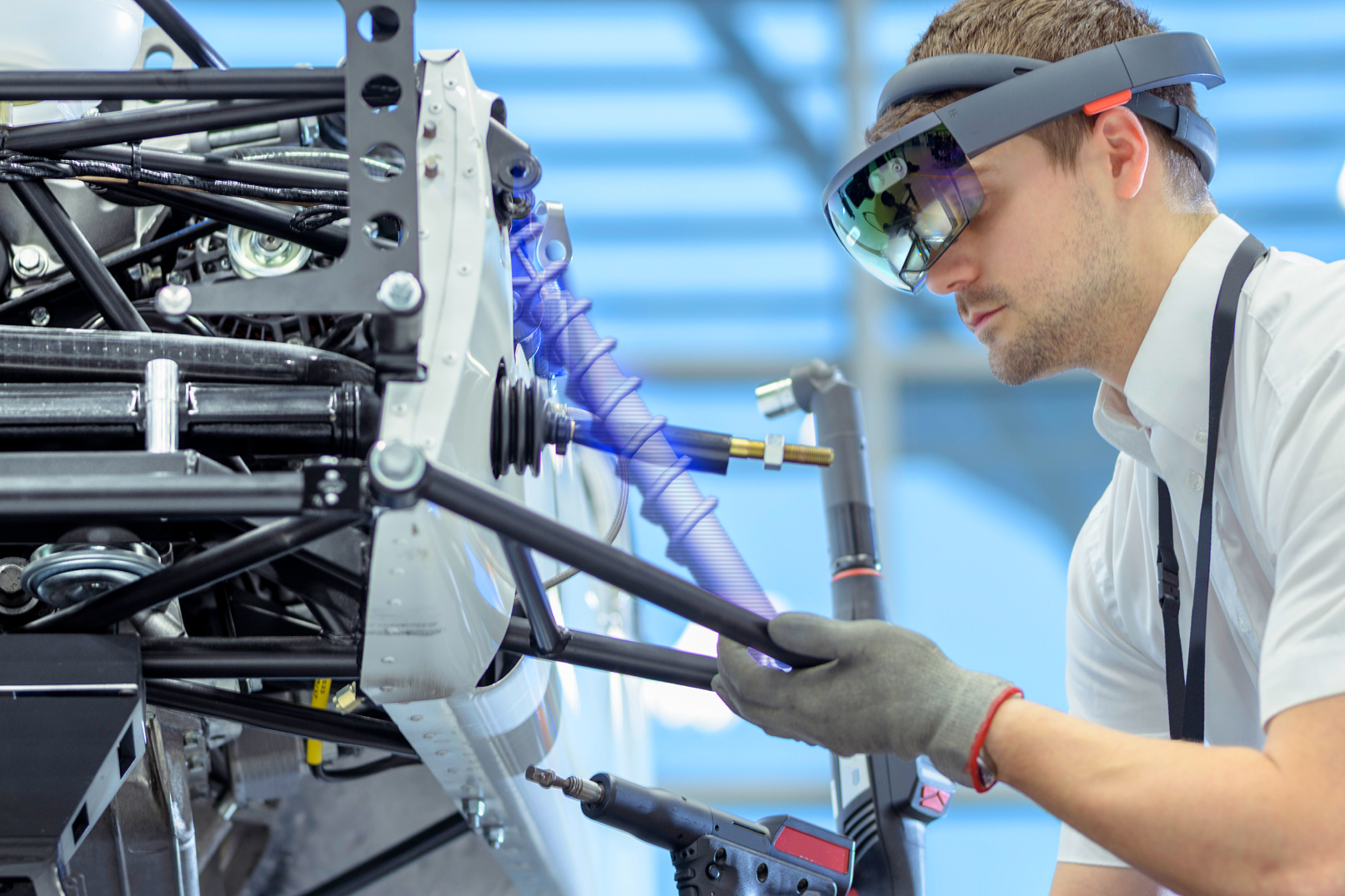 man working on machinery